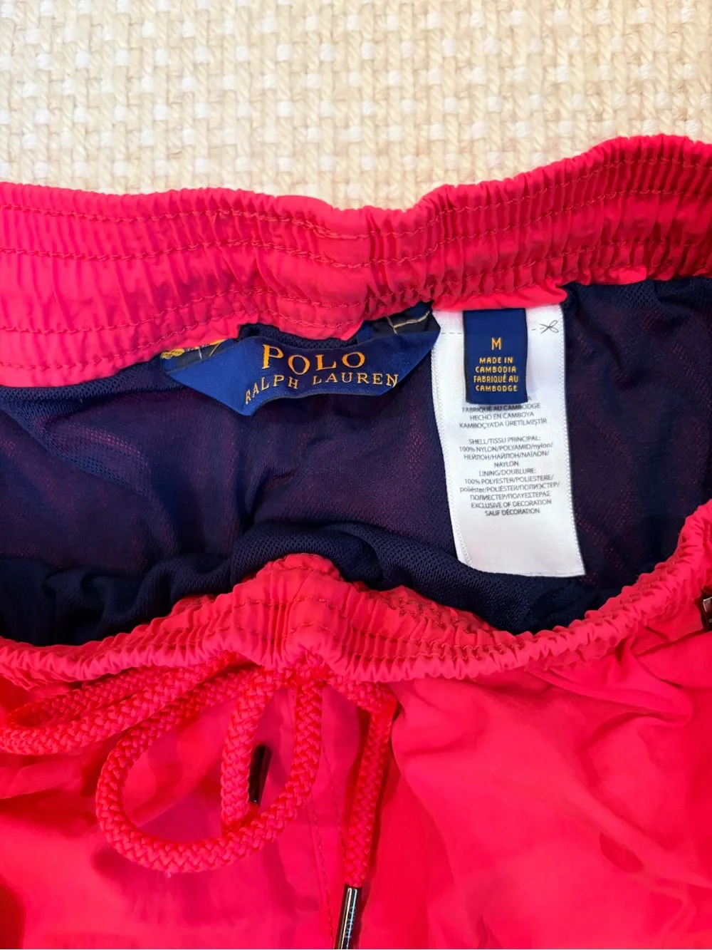 Polo by Ralph Lauren Red Men's 5 3/4 Length Swim Trunks with Drawstring